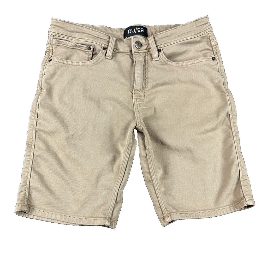 DU/ER N2X Slim Fit Shorts Mens Size 33X10* Brown/Beige 5-Pocket MSNS1011